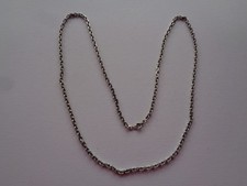 ANCIEN LONG COLLIER SAUTOIR MAILLE FORCAT ARGENT MASSIF POINCON CRABE  70,5 CM