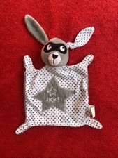 ?? Doudou lapin masqué Noir Étoiles Carré Blanc Gris IKKS Jamais Servi
