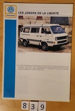 VW CAMPING JOKER I, III, CLUB Prospectus 6 pages 198? Fr