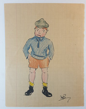 Le poulbot, ca. 1920, DESSIN ORIGINAL, PLUME ET CRAYON, HUMOUR