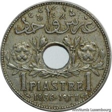 V8461 S French Colony 1 Piastre 1 Qirsh Etat Lion 1936 Paris -> Make offer