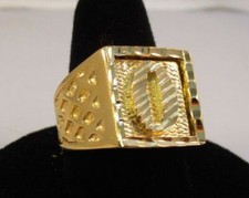 Hommes 14KT Plaqué Or Bling Lettre O Initiale Hip Hop Ring - Taille 9-USA