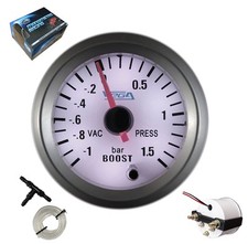 Manomètre pression turbo -1 à 15 bars 7 couleurs fond blanc 52 mm