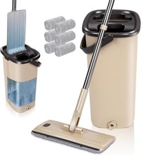 Masthome Balai Microfibre et Seau Essoreur, 360° Rotatif Serpillère Plat Microfi