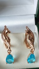 Boucles d'oreilles vintage années 1990 en or laminé 14 ct aigue-marine - poin...