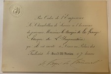 INVITATION CHAMBELLAN Cte de RIENCOURT NAPOLÉON III DÎNER  PALAIS DES TUILERIES