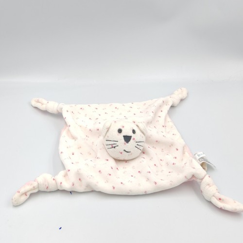 Doudou plat chat blanc - , rose