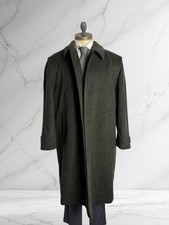 Manteau Original Loden Vert Vintage en Laine Long F Hommes Taille 52 XL