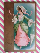 cpa FANTAISIE 1900 Drukwerk FEMME OMBRELLE CHAPEAU cachet Haarlem