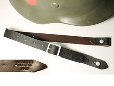 JUGULAIRE CASQUE ALLEMAND WW2 "G.SCHIELE LOBURG 1942" cuir brun, boucle alu