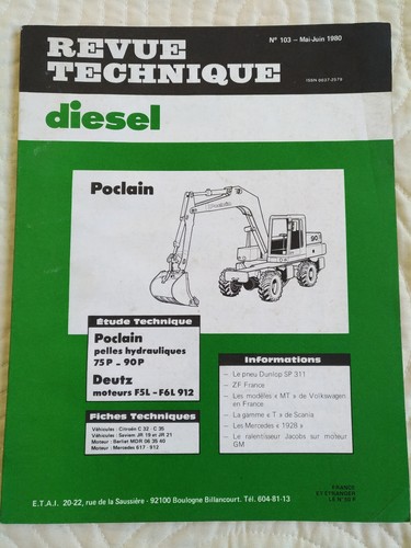 Revue technique pelle - pelle, poclain