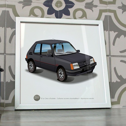 Poster peugeot 205 grise - 205,