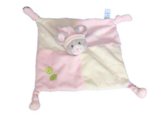 Doudou plat souris rose - doudou,