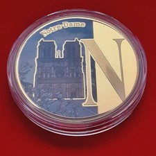 Médaille N - Notre-Dame de Paris dorure à l'or fin 24 carats belle épreuve neuve