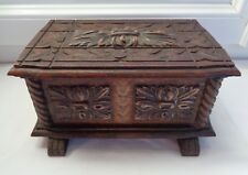 ANCIEN COFFRE BOITE A BIJOUX EN BOIS SCULPTE
