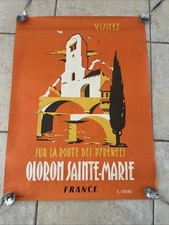 affiche publicitaire oloron sainte marie route des pyrenées 1960 originale
