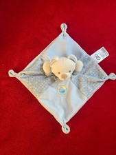 ?? Doudou Plat Ours Bleu Poule MOTS D'ENFANTS Oiseau Poussin Brodé