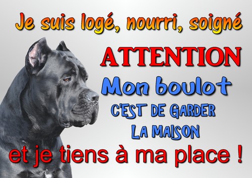 Plaque attention chien - plaque, cane