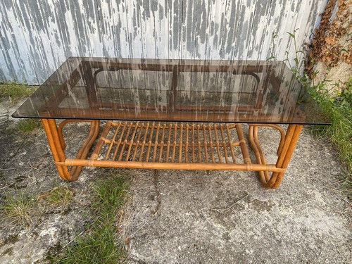 Table basse vintage bambou