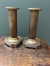 Paire de Bougeoir de table Métal Argenté Style louis Xvi Antique Candelstick