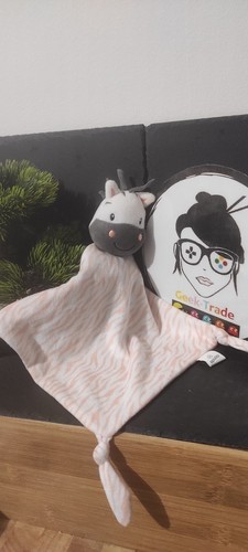 Doudou plat zèbre apollo rose - zèbre,