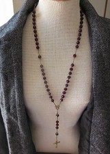 Chapelet ancien ,en ARGENT et  PERLES FACETTÉES en GRENAT - ROSARY - C2