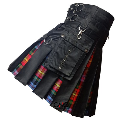 Kilt hybride noir écossais - kilt,