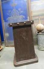 ancienne sellette piédestal colonne industrielle  fonte & acajou pour enceinte