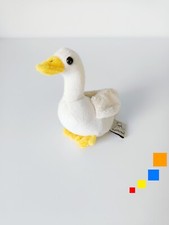 Peluche/Doudou Parlant Oie/Canard Blanc Crème Bec Jaune 14cm Les Petites Maries