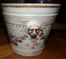  MAGNIFIQUE CACHE POT TÊTE DE LION EN PORCELAINE DE PARIS louis Philippe