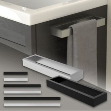 Barre porte-serviettes sans percer mural en acier argent/noir taille au choix