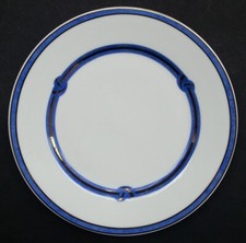RARE sublime ASSIETTE A DESSERT porcelaine CHRISTOFLE modèle RUBANEA BLEU OR