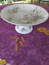 Compotier Coupe sur Pied Faience KG Lunéville Modèle Bleuet Floral Coloré 22,5cm