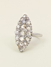 Bague marquise or blanc diamants taille rose