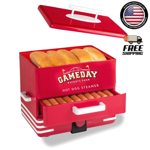 Red hot dog steamer - hot,