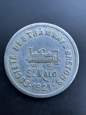 Jeton 10 centimes SOCIÉTÉ DES TRAMWAYS BRETONS, SAINT-MALO, 1921 - RARE
