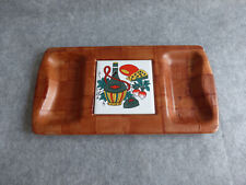 planche à découper en bois et faïence vintage,facen