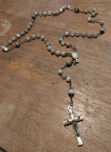Ancien chapelet nacre - chapelet, croix