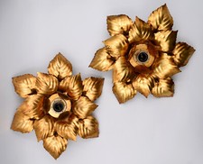 Paire de plafonniers ou appliques vintage Masca Italie motif feuilles fleurs