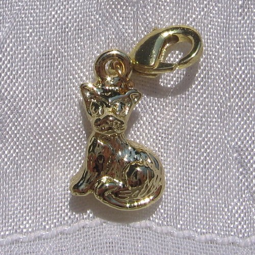 Breloque chat doré charm avec - breloque,