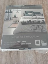 Housse de couette parure de lit 2 personnes 220x240 cm 2 taies d'oreiller