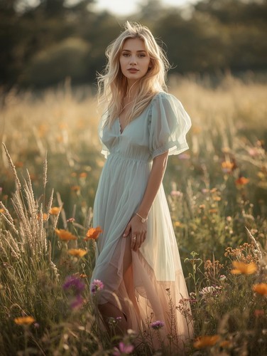 Portrait féminin robe - , fluide