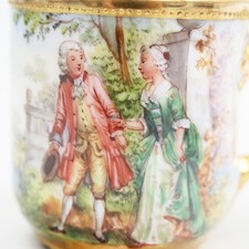 Soucoupe tasse Madeleine Dresden Richard Wehsener peinte à la main bordure do...