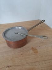 Ancienne Casserole en Cuivre Ø 12 cm  + couvercle manche en laiton