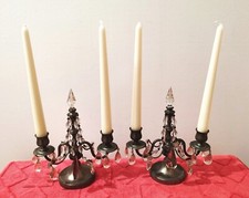 Bougeoirs girandoles anciens à pampilles - Voir descriptif