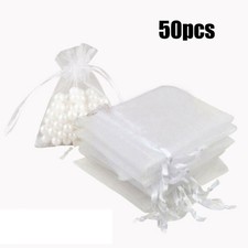 Sacs en organza sachets fournitures de mariage 50x anniversaire cordon pochette