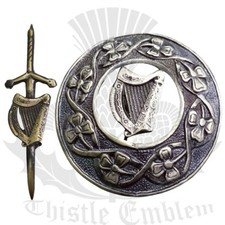 Kilt Écossais Mouche Plaid Broche Celtique Harpe Ancien Finition 7.6cm Irlandais