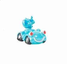 Tirelire enfant figurine statuette éléphant bleu dans voiture - animal animaux