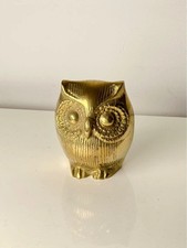 Figurine hibou vintage en laiton doré - presse papiers / objet déco