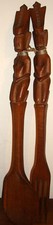 ANTIQUE AFRICAN ART CARVED WOODEN SPOON FORK SET WOOD